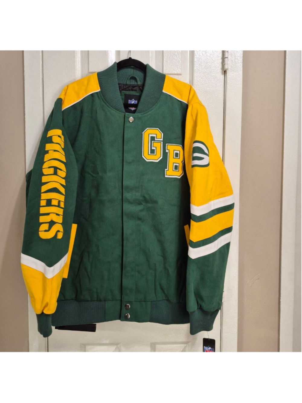 Men's G-III Apparel Group Varsity Jacket XL Green Yellow Green Bay Packers